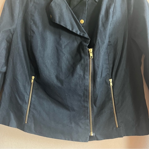 Vaute Couture Black Vegan Waxed Canvas James Moto Jacket Size L - Picture 4 of 12